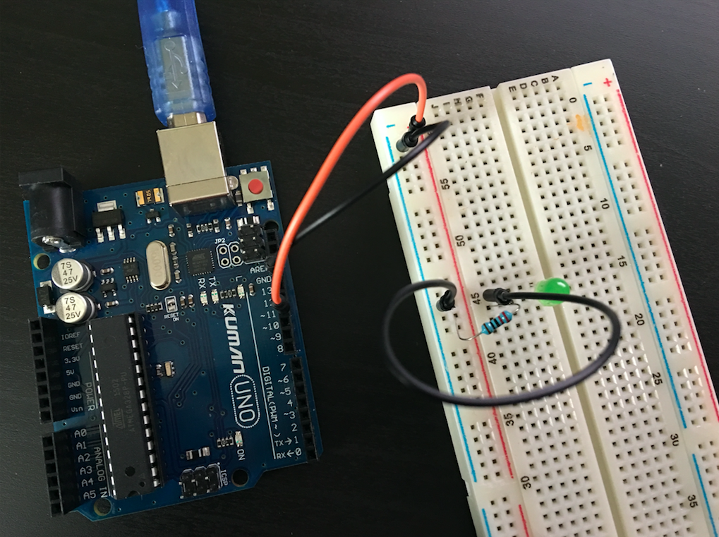 Complete Arduino and breadboard with LED circuit