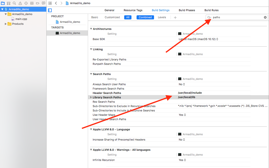 Xcode update search paths