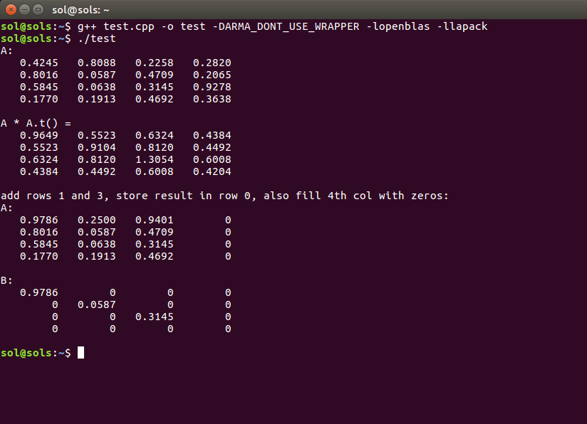 Running the Armadillo example on Ubuntu 16.04