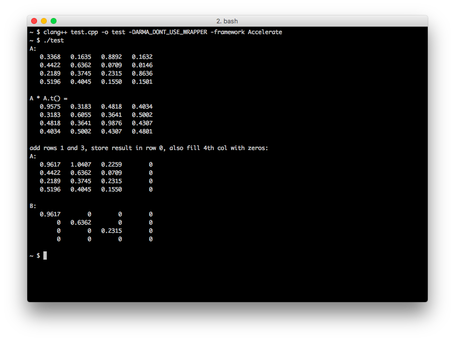 Mac compiling and running the Armadillo example in Terminal