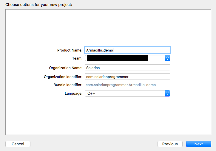 Xcode C++ Armadillo new project settings