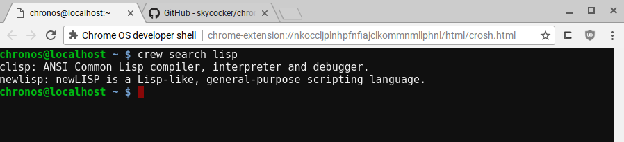 Chromebrew search package lisp