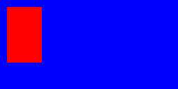 Red filled rectangle on blue background