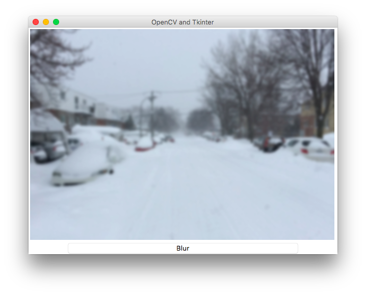 Tkinter showing OpenCV loaded image effect of pressing the blur button