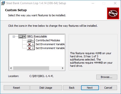 SBCL installer customization
